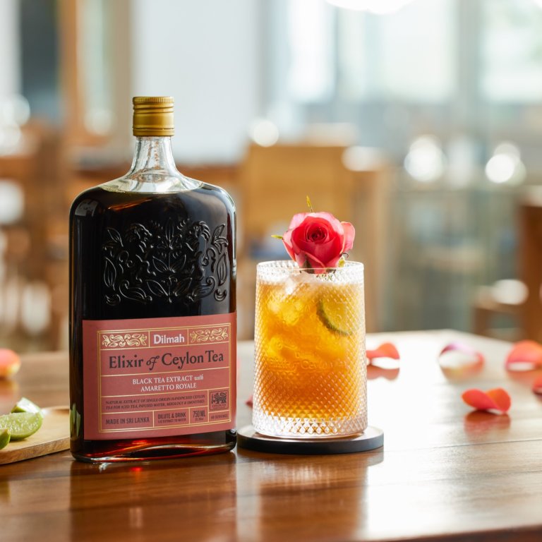 Tea range - Dilmah Elixir of Ceylon Tea – Lifestyle Image - 750ml – Black tea Amaretto Royale - 002